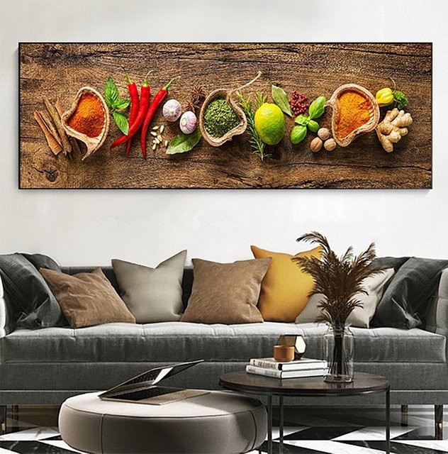 TPFLiving Poster Leinwand Gewürze und Kräuter Illustration Mehrfarbig B: 50 cm, H: 150 cm - Bild 1