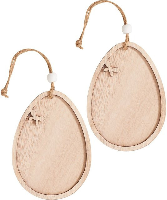 VBS Holz-Anhänger Eier in Weiß und Beige für Ostern, 2er-Set - Bild 1