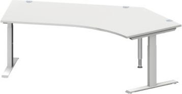 Schäfer Shop Genius Winkelschreibtisch MODENA FLEX mit 135 Grad Winkel rechts, T-Fuß Rechteckrohr, Farbe lichtgrau/weißalu, B: 216,5 cm, T: 80 cm, H: 65-85 cm - Bild 1