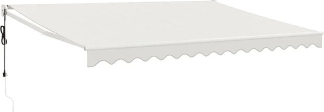 Furnicato Elektrische Markise mit Kurbel und Gelenkarm aus Polyester in Creme, Breite: 4,5 m, Auszug: 3 m - Bild 1