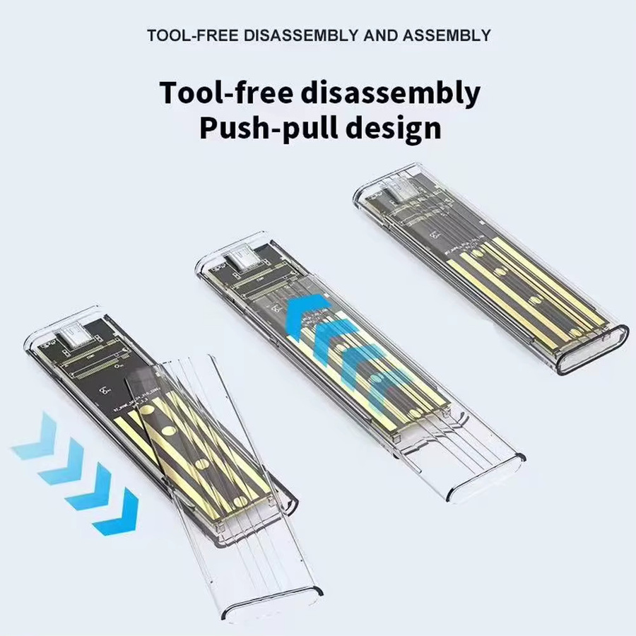 IRhasta M.2 SSD-Gehäuse für NVMe und SATA, USB 3.2 Gen2 10Gbps, transparentes externes SSD-Adaptergehäuse - Bild 3
