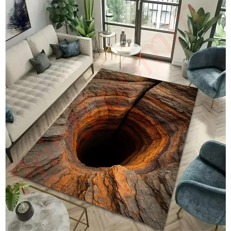 3D-Loch-Illusion-Teppich mit Höhlen-Optik in Multicolour für dein Wohnzimmer - Bild 2