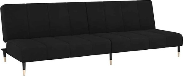 vidaXL Schlafsofa 2-Sitzer Click-Clack in Schwarz aus Samt mit Schlaffunktion