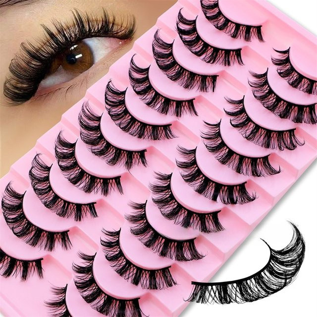 LIMEIKAI Künstliche Wimpern, 10 Paar, D-Curl, 3D-Effekt, Unisex - Bild 1