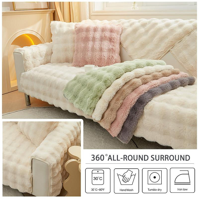 Super Six Sofakissen aus weichem Kaninchenplüsch in Beige, B/B: 70 x 70 cm - Bild 2