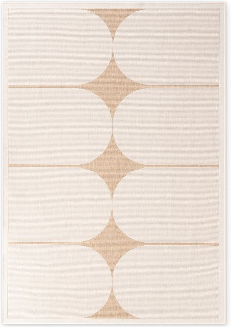 NYVI Teppich Duet Jute Weiß Gebogen, wetterfest und UV-beständig für Innen und Außen, B: 160 cm, T: 230 cm - Bild 1