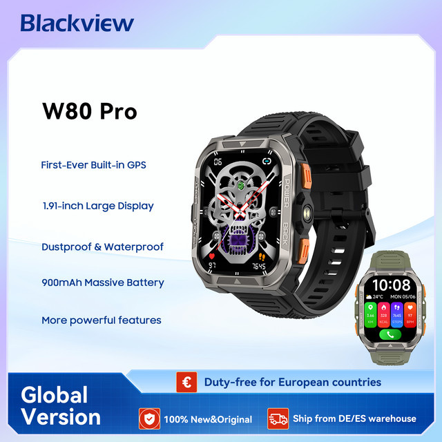 Blackview W80 PRO Smartwatch für den Außenbereich mit GPS, 1,91 Zoll Display und Taschenlampe in Schwarz oder Beige - Bild 1