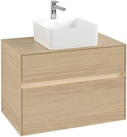 V&B Waschtischunterschrank Collaro mit Waschtisch und LED-Beleuchtung, B/T/H: 80 x 54,8 x 50 cm, Farbe: Nord Oak - Bild 1