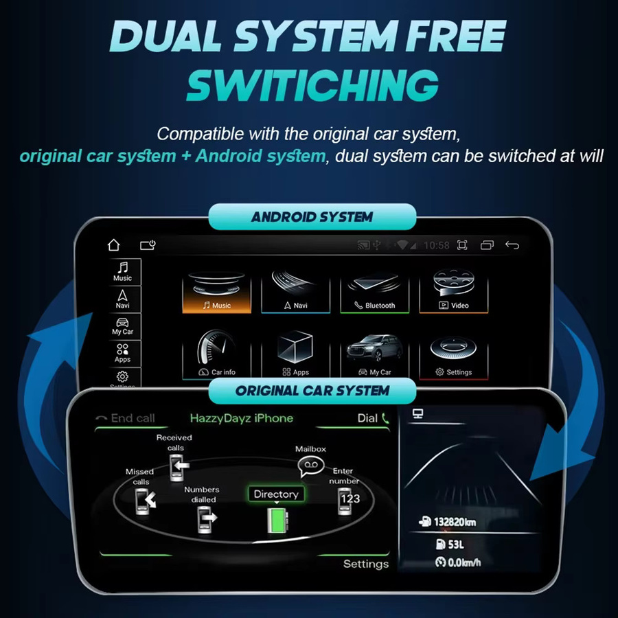 FAZY Android 14 Autoradio mit 12,3 Zoll Display für Audi A6 C6 4F 2005-2011, GPS Multimedia Stereo Player in Schwarz mit 8GB RAM und 256GB ROM, 4G und WIFI - Bild 2