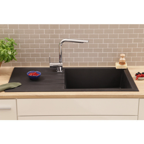 Respekta Einbauspüle Houston aus Granit Mineralite in Schwarz, B/T: 100 x 50 cm - Bild 3