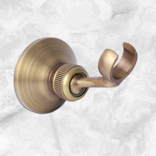 Lansoon Electronics Duschkopfhalter aus Messing im Vintage-Stil, Wandmontage, Farbe: Messing Antik/Gold/Braun, B/T/H: 10,0 x 6,5 x 2,0 cm - Bild 1