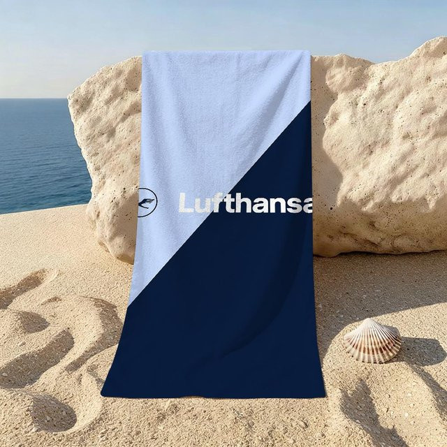 Lufthansa Strandtuch mit maritimem Design in Blau, B/L: 150 x 180 cm - Bild 1