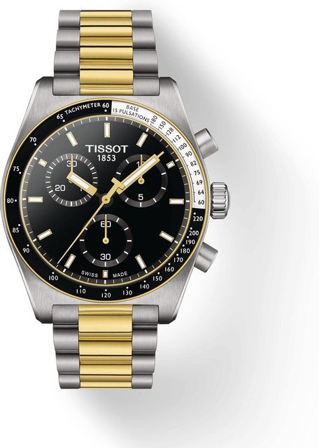 Tissot Chronograph, Edelstahl, schwarzes Zifferblatt, 40 mm, Herren - Bild 2