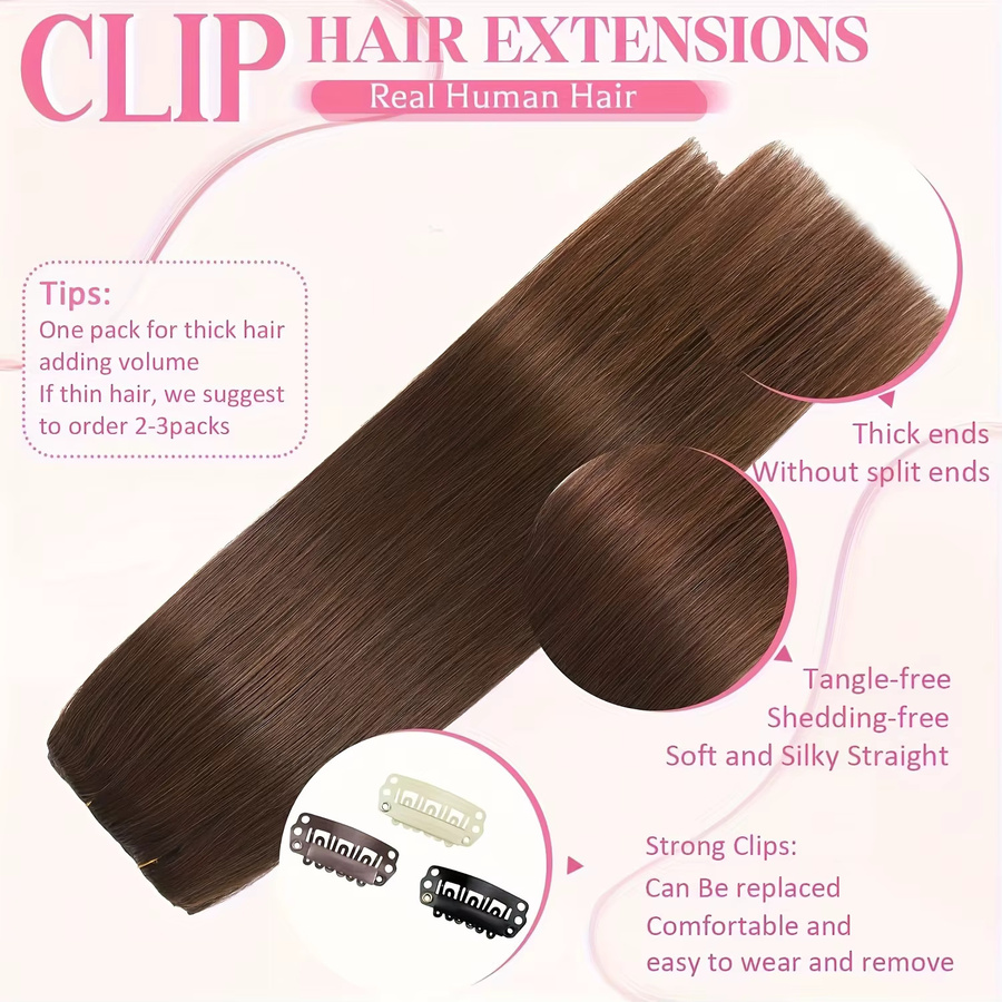 Clip-in-Haarverlängerungen aus Remy-Echthaar, Damen - Bild 5