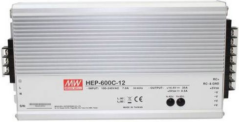 MEAN WELL Bleiakku-Ladegerät HEP-600C-12 in Silber mit maximal 35A Ladestrom - Bild 1