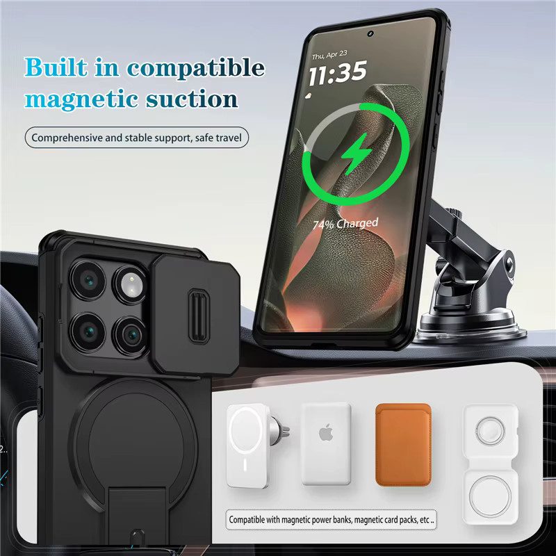 Schutzhülle für Motorola Moto G Play Stylus Power Edge 2024 2025 mit Schiebe-Kameraschutz und kabelloser Ladefunktion in Schwarz - Bild 5