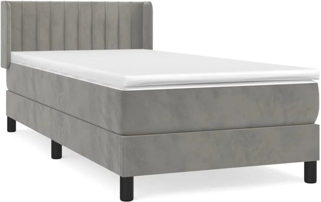 vidaXL Boxspringbett Hybrid mit Matratze aus Taschenfederkern, Hellgrau, B/T: 100 x 200 cm - Bild 1