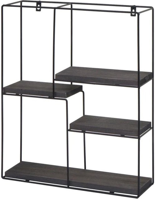 MCW Wandregal K76 Industrial Design aus Massiv-Holz und Metall, Anthrazit, B: 51 cm, H: 40 cm, T: 11 cm - Bild 1