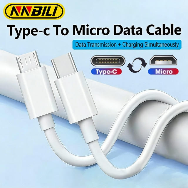NNBILI Typ-C auf Micro-USB Kabel in Weiß für schnelles Laden und Datenübertragung mit 5A - Bild 1