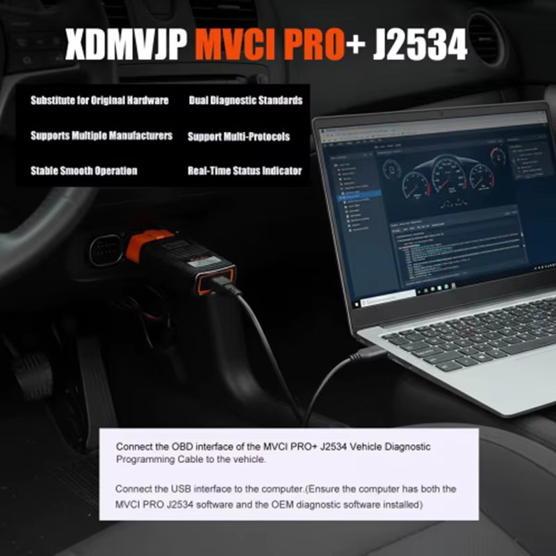 Xhorse MVCI PRO+ J2534 Diagnose-Programmierkabel in Schwarz für Multi Vehicle Protocol (Benz, Volvo, VW, Ford, Toyota, Honda) - Bild 4