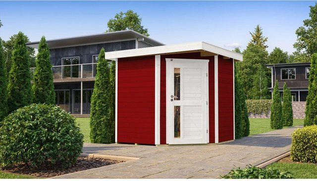 WEKA Holz-Gartenhaus 229 mit Flachdach in Schwedenrot, B/T: 244 x 244 cm - Bild 1