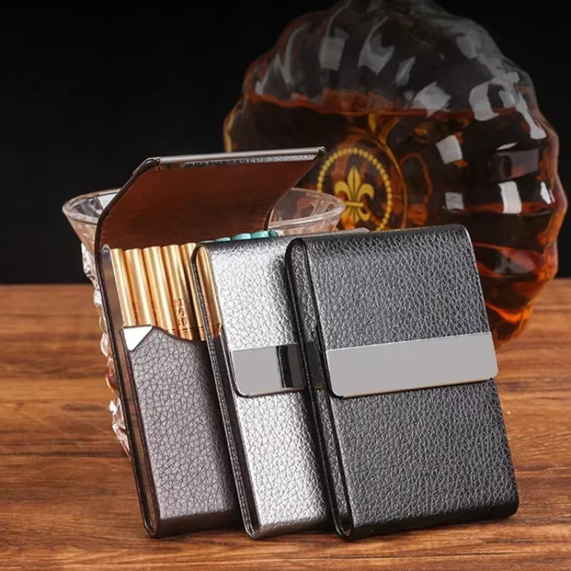 Multifunktionale Business-Postkartenbox aus schwarzem PU-Leder mit Metall-Taschenhalter und magnetischem Verschluss - Bild 3