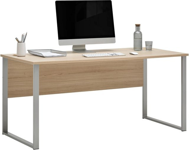 Mömax Schreibtisch Siena in Eiche und Silber, moderner Schreibtisch für Home-Office und Kinderzimmer, B/T/H: 170 x 73 x 73 cm - Bild 1