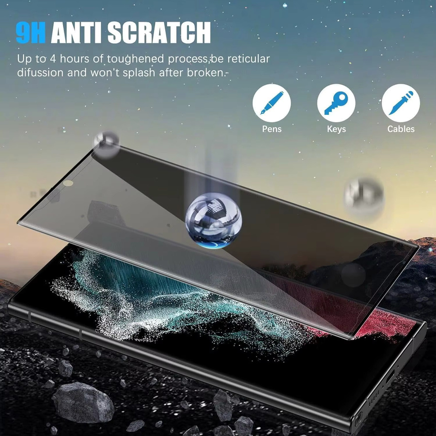 Anti-Spy Hartglas Displayschutzfolie für Samsung Galaxy S24 S23 S22 S21 Ultra, 3D-Vollabdeckung, transparent - Bild 6