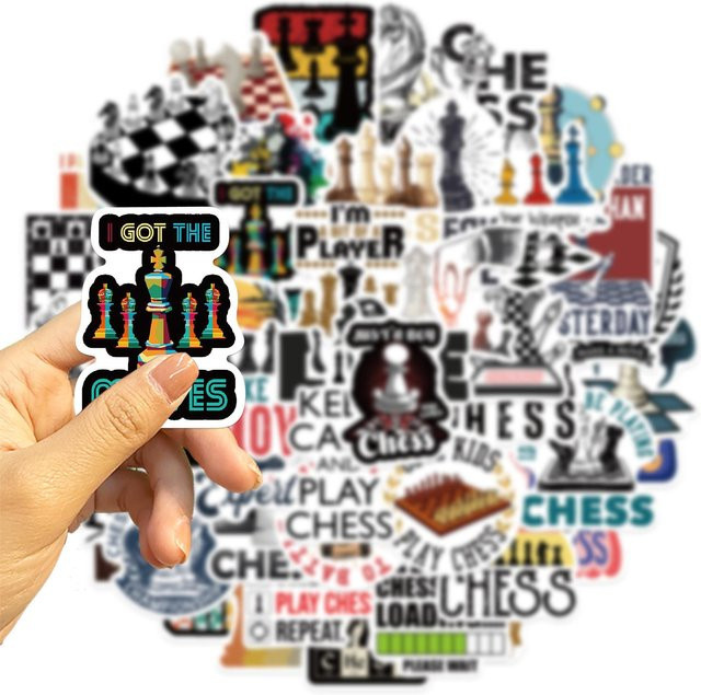 50 Stück Schachspiel Aufkleber von Binchi Outdoor Product für Scrapbooking, DIY Tagebuch, Laptop und Skateboard in Mehrfarbig - Bild 1