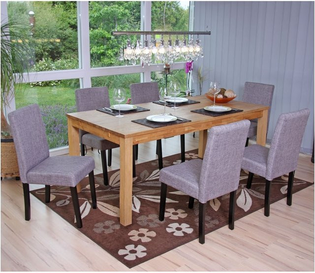 6er-Set MCW Esszimmerstühle Littau aus Textil in Grau mit modernem Design - Bild 1
