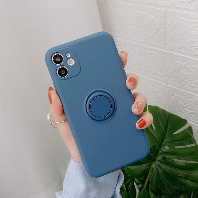 Samsung Handyhülle mit Ringhalter aus weichem TPU für Galaxy S24 Ultra S23 S22 S21 Plus A13 A52 A53 A54 in Navy Blau - Bild 1