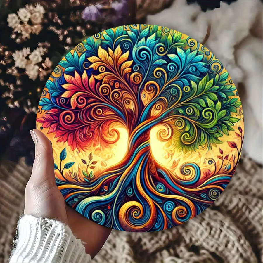 CIFBUY Lebensbaum Wandkunst aus Metall als Mandala-Aluminiumschild in Multicolor, B/H: 20,3 x 20,3 cm - Bild 3