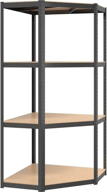vidaXL Eckregal mit 4 verstellbaren Böden in Anthrazit aus verzinktem Stahl und Holzwerkstoff, H: 160 cm, B: 75 cm, T: 75 cm - Bild 1