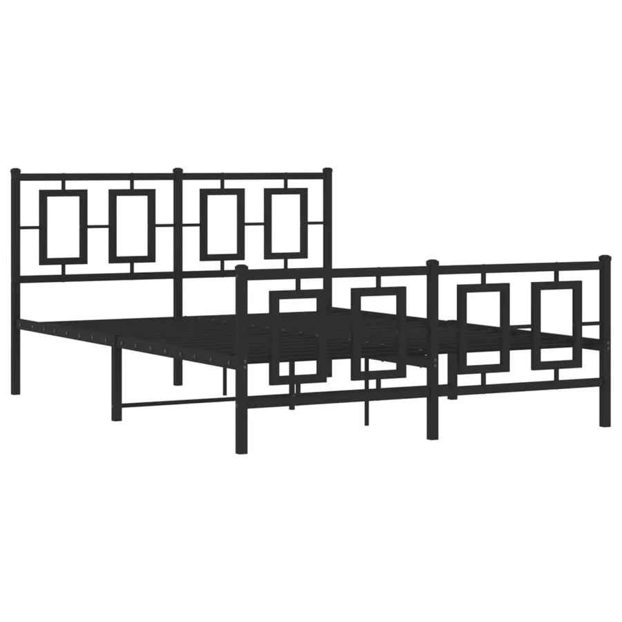 vidaXL Bettgestell aus Metall mit Kopf- und Fußteil in Schwarz, klassisches Design, Stahl pulverbeschichtet, B/T/H: 135 x 190 x 91 cm - Bild 2