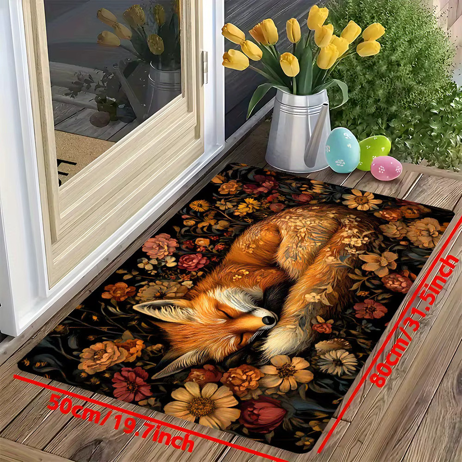 VIKAMA Schlafender Fuchs-Teppich aus Kunstfell in Multicolour für Wohnzimmer, Schlafzimmer, Küche oder Badezimmer - Bild 2