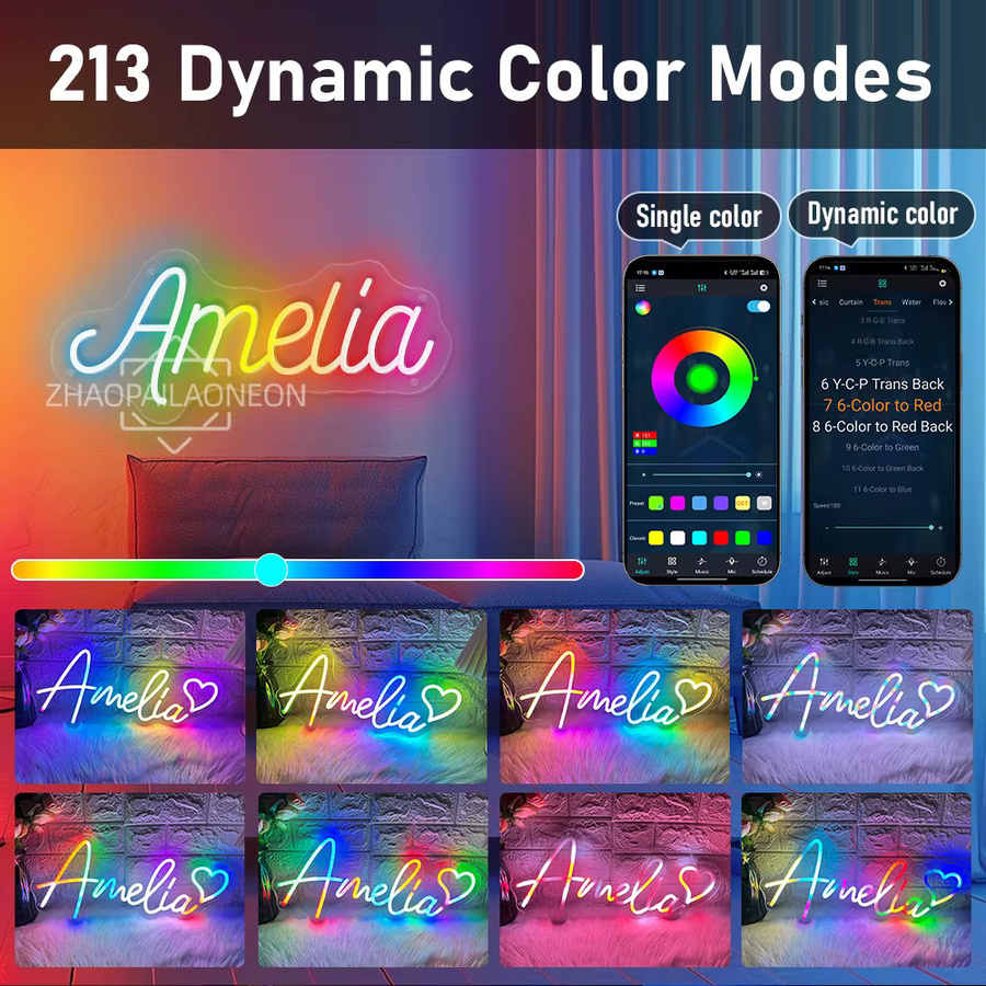 ZHAOPAILAO NEON Personalisierte RGB LED Neon Schild, Dimmbar, Mehrfarbig, Dekoration für Schlafzimmer und Hochzeit - Bild 2