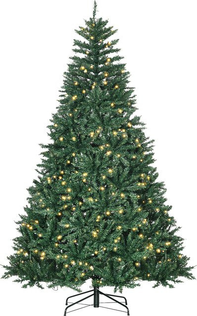 Aosom HOMCOM künstlicher Weihnachtsbaum in Grün mit 700 LED-Leuchten und 2154 Spitzen, Höhe: 210 cm - Bild 1