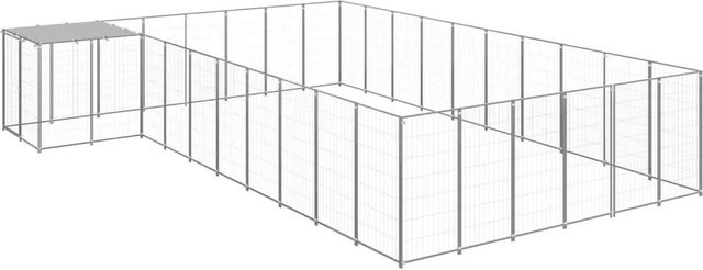vidaXL Hundezwinger aus Stahl in Silber, B/T/H: 4,4 x 5,5 x 1,1 m - Bild 1