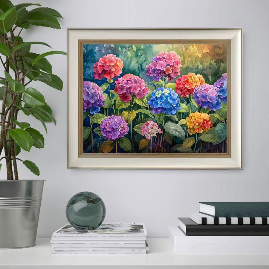 EverShine 5D Diamant Malerei Hortensie DIY Mosaik Bild mit runden Bohrern, Multicolour, B/H: 30,0 x 20,0 cm - Bild 3