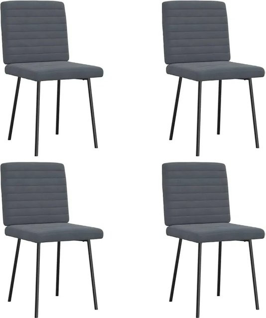 Set aus 4 vidaXL Esszimmerstühlen in Dunkelgrau aus Samt mit modernen Metallbeinen - Bild 1