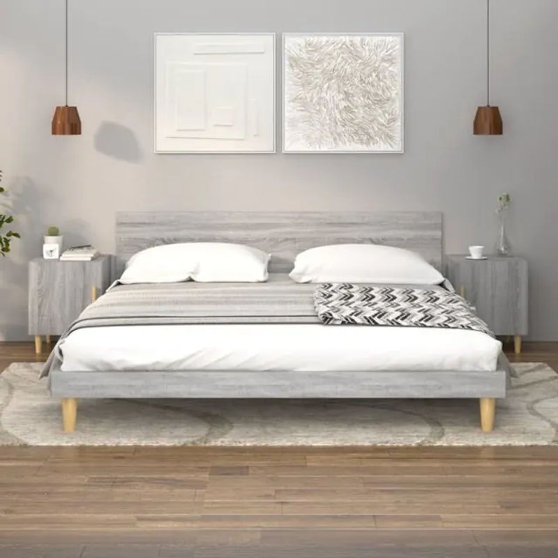 Set aus 2 Nachttischen von Vidaxl in Grau im skandinavischen Design aus Holzwerkstoff, B/H/T: 40 x 50 x 40 cm - Bild 1