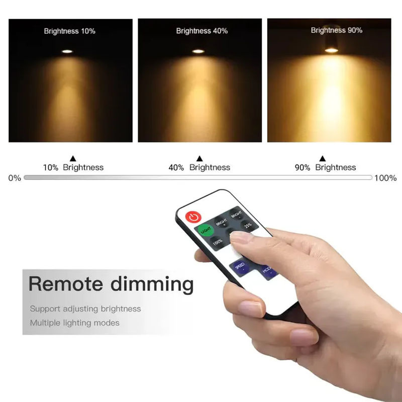 Gyarfas LED-Schrankstrahler Weiß, dimmbar mit RF-Fernbedienung und 3 Farbmodi, 45 Grad drehbar für Küchenvitrinen und Möbel - Bild 3