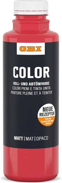 OBI Color Voll- und Abtönfarbe Rot, wasserbasierte Dispersionsfarbe, 500 ml - Bild 1