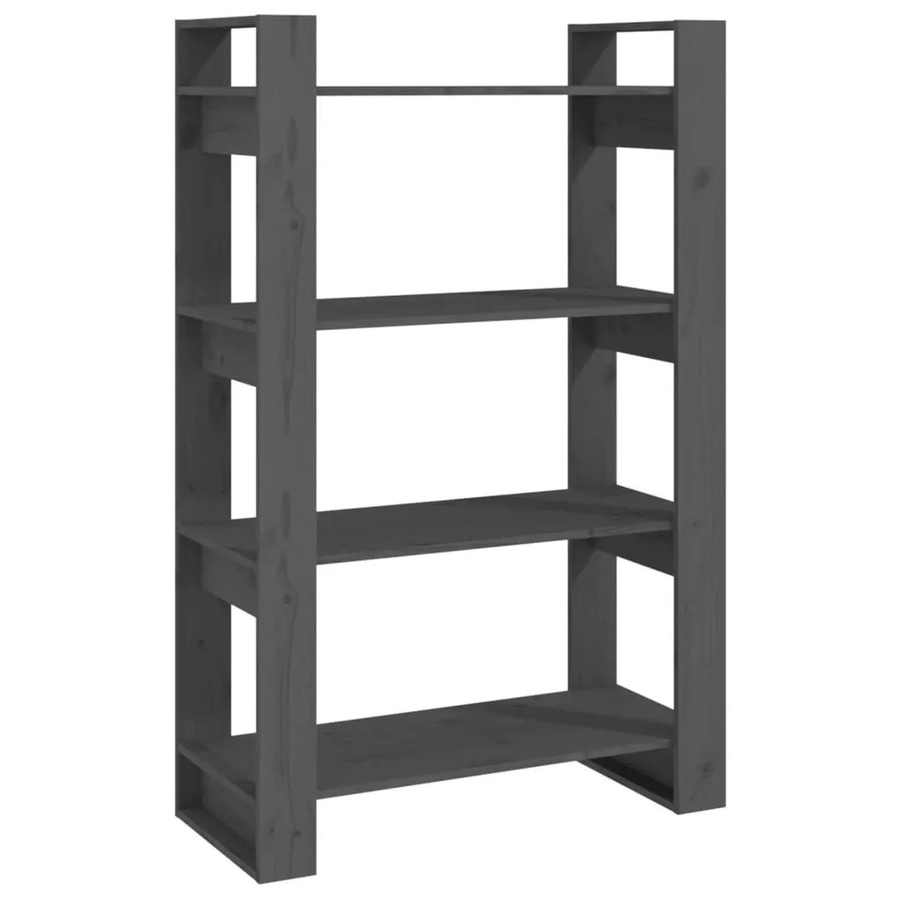 vidaXL Bücherregal und Raumteiler aus Massivholz Kiefer in Grau, B/T/H: 80 x 35 x 125 cm - Bild 2