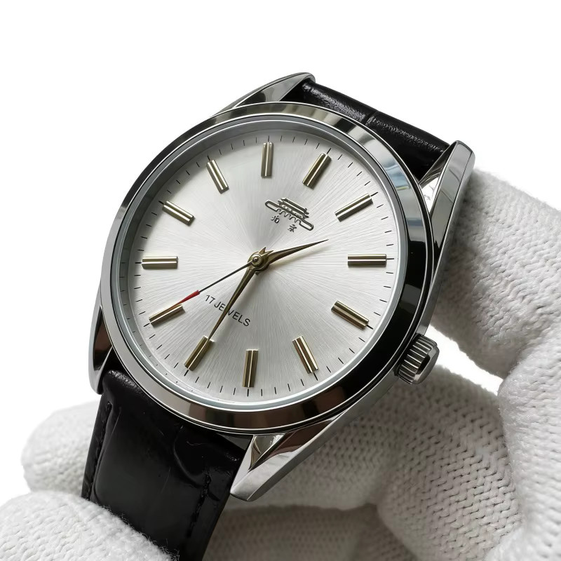 Beijing Armbanduhr, Handaufzug, 38 mm, Leder, Silber, Herren - Bild 6