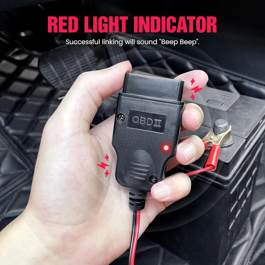OBDResource OBD II Auto-Speichersparkabel mit 2 Krokodilklemmen für 12 V Fahrzeug-ECU-Notstromversorgung und Batterieanschluss-Diagnose - Bild 5