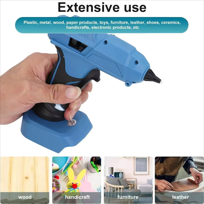 Akku-Heißklebepistolen-Set mit 7 mm Klebestiften, kompatibel mit 20 V Lithium-Akkus von Milwaukee, Makita und DeWalt - Bild 4