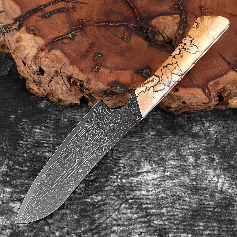 Xituo Santoku Küchenmesser aus 67-lagigem Damaststahl mit Holzgriff, Mehrzweckmesser für Obst und Gemüse, Mehrfarbig, Klingenlänge: 12,7 cm - Bild 3