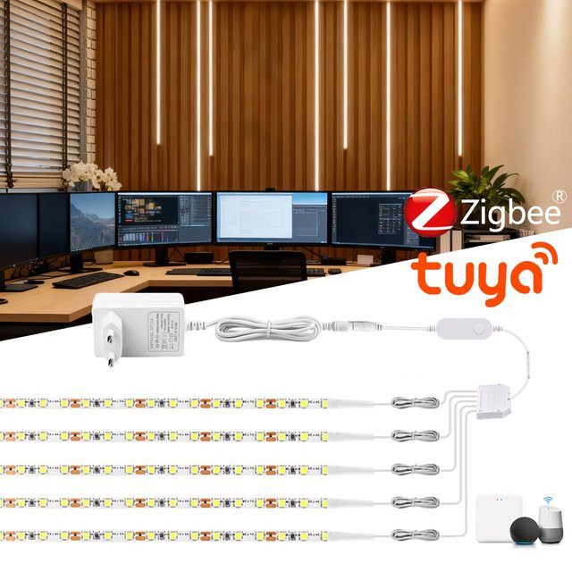 Lcamaw LED-Leuchtenband 12 V mit Zigbee Tuya App-Steuerung in Weiß für Schränke und Dekoration - Bild 1