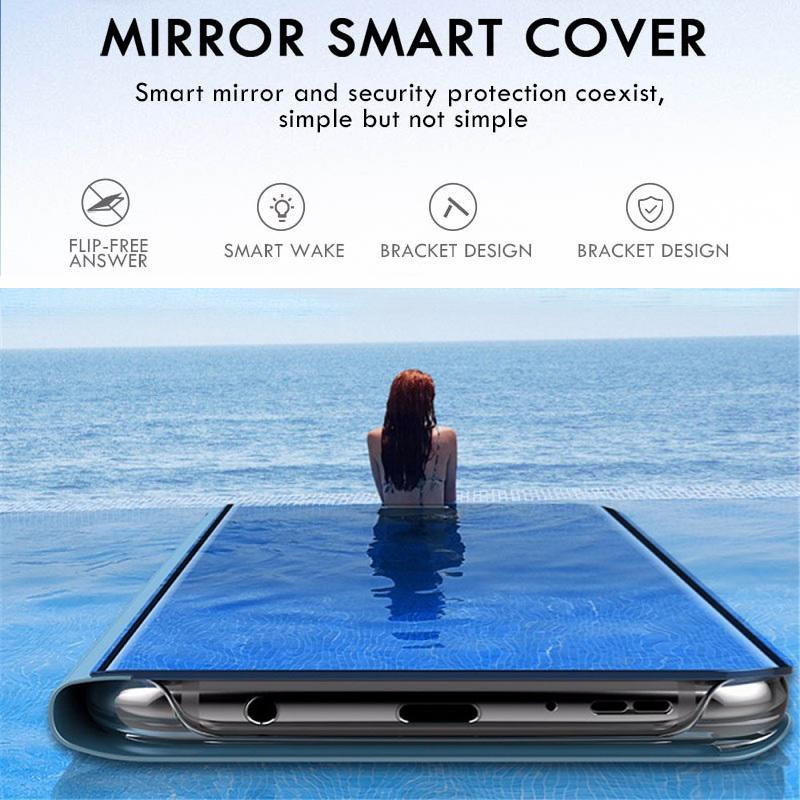 Magnetische Spiegel Klapphülle in Blau für OPPO Find X5 X3 Pro Reno 5 Lite 6 Pro und weitere Modelle - Bild 3